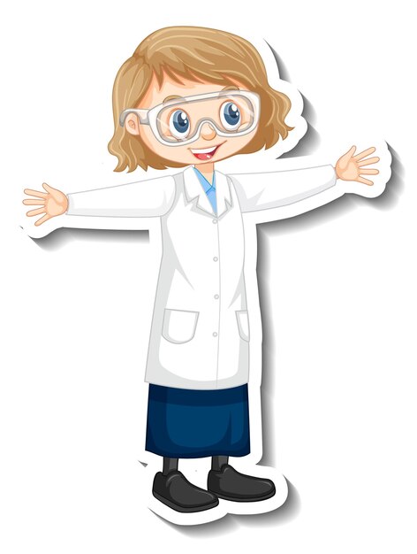 Scientist girl cartoon character in standing pose