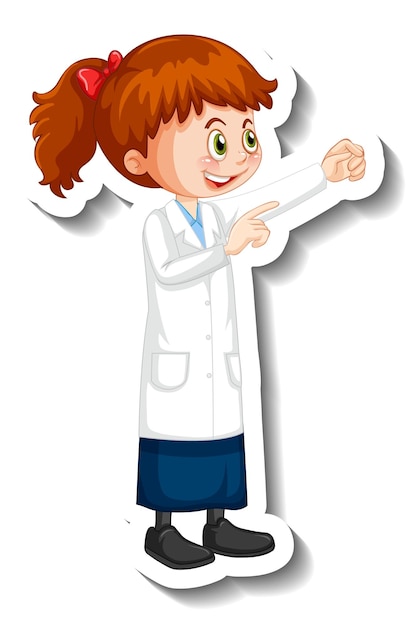 Free vector scientist girl cartoon character in standing pose