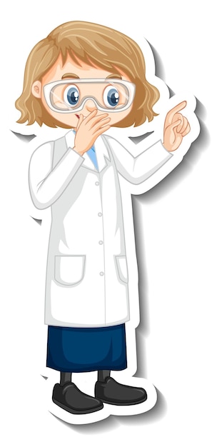 Scientist girl cartoon character in standing pose