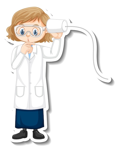 Free Vector scientist girl cartoon character with science experiment object