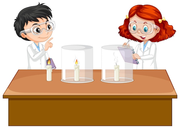 Free Vector scientist kids doing science experiment