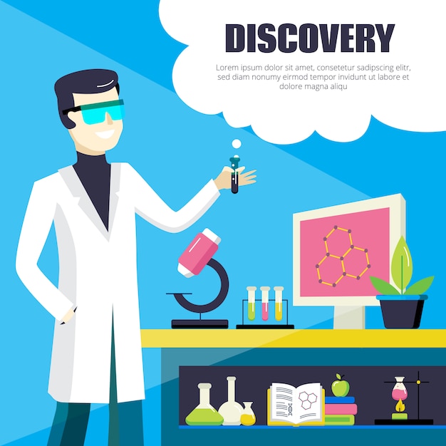 Scientist And Laboratory Discovery Illustration