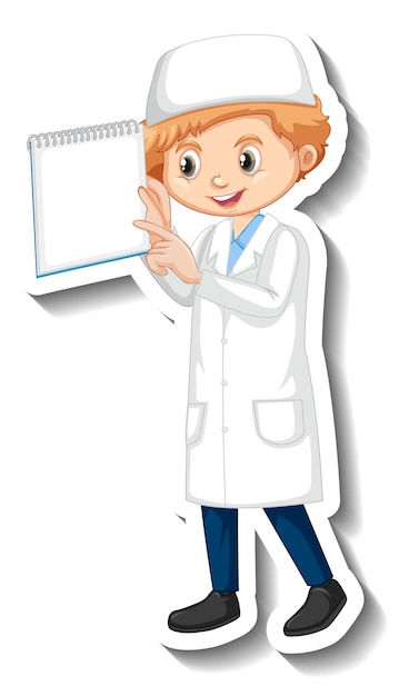 Scientist muslim boy cartoon character sticker