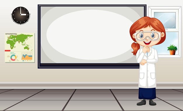 Scientist standing by the whiteboard