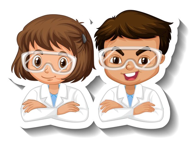 Scientist student cartoon character sticker