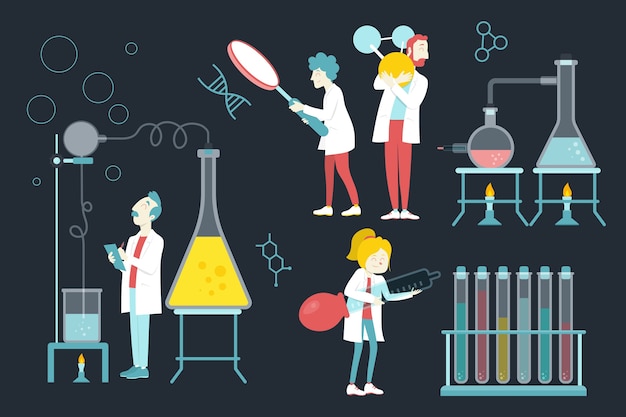 Scientist working illustration design