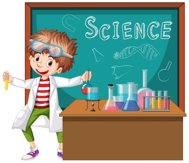 Free Vector scientist working with science tools in lab