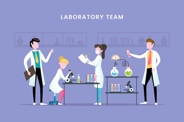 Free Vector scientists working laboratory teamwork