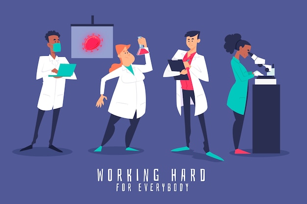 Free Vector scientists working