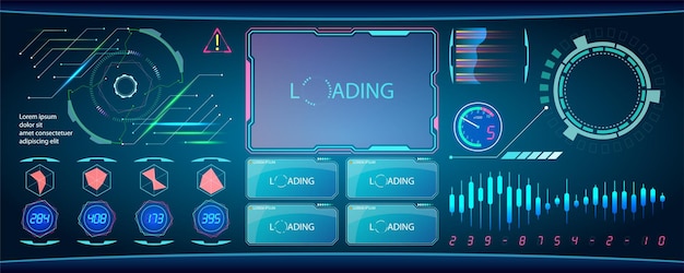 Scifi futuristic HUD dashboard display virtual reality technology screen