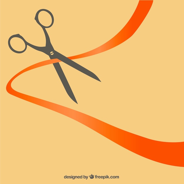 Free Vector scissors cutting a ribbon