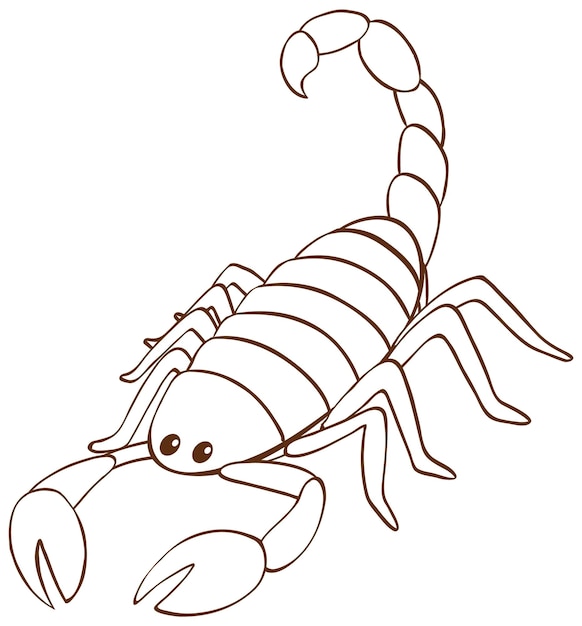 Free vector scorpion in doodle simple style on white background