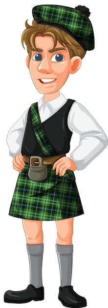 Free Vector scottish attire with tartan patterns