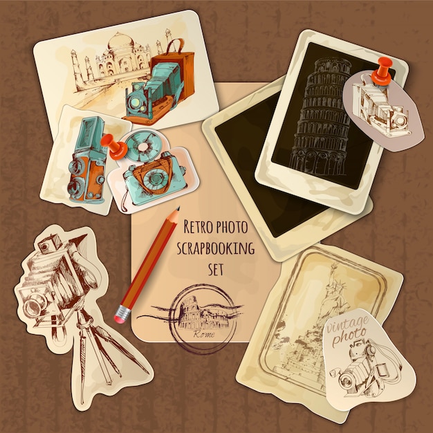 Free vector scrapbooking vintage set