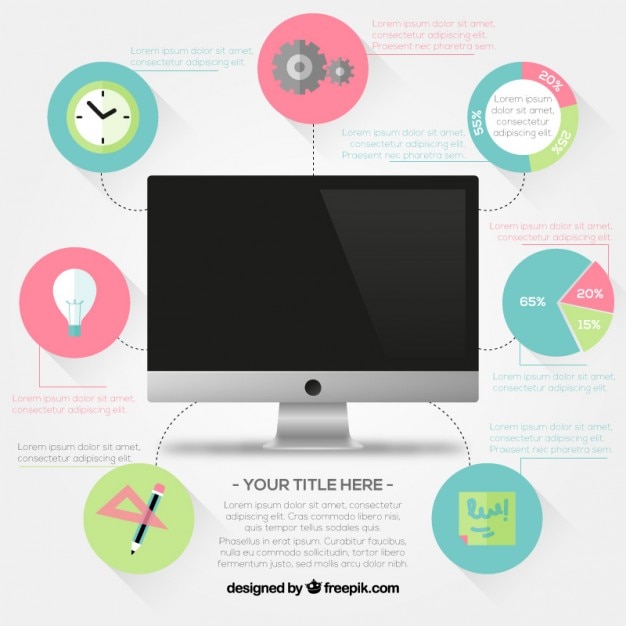 Free Vector screen with flat elements infographic