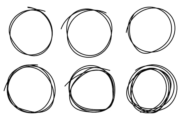 Scribble Circles Overlapping Lines Set