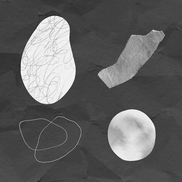 Free vector scribble strokes and gray stone textures design element collection vector