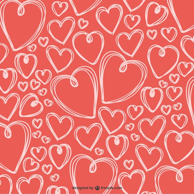 Scribbled Valentine hearts background