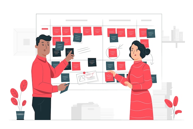 Scrum board concept illustration