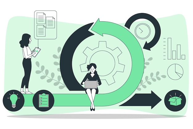 Scrum method concept illustration