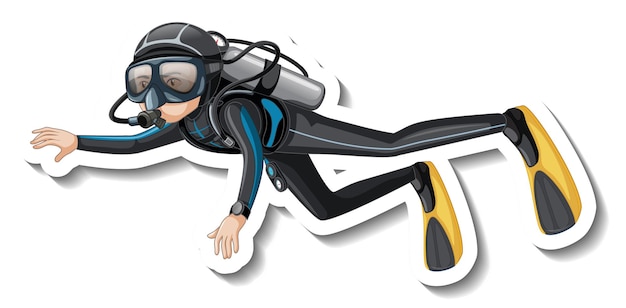 Free Vector scuba diver cartoon sticker