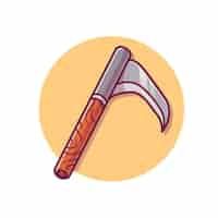 Free vector scythe sickle weapon cartoon vector icon illustration weapon object icon concept isolated flat