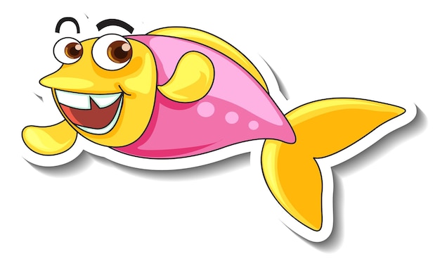 Free Vector sea animal cartoon sticker with cute fish