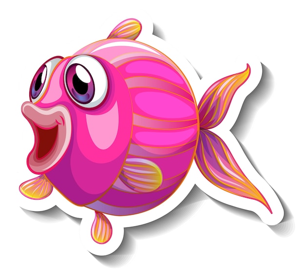 Free Vector sea animal cartoon sticker with cute fish