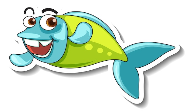 Sea Animal Cartoon Sticker with Cute Fish