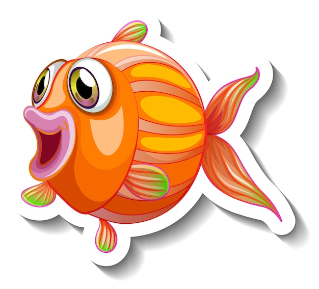 Sea Animal Cartoon Sticker with Cute Fish