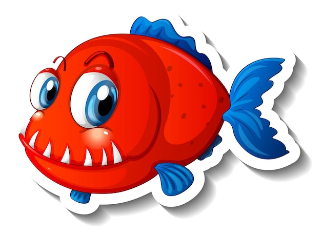 Sea Animal Cartoon Sticker with Cute Fish