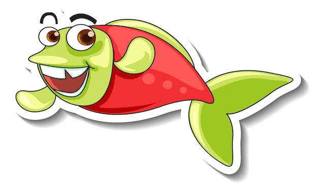 Free Vector sea animal cartoon sticker with cute fish