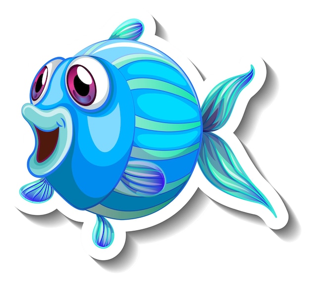 Free Vector sea animal cartoon sticker with cute fish