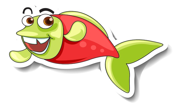 Free Vector sea animal cartoon sticker with cute fish