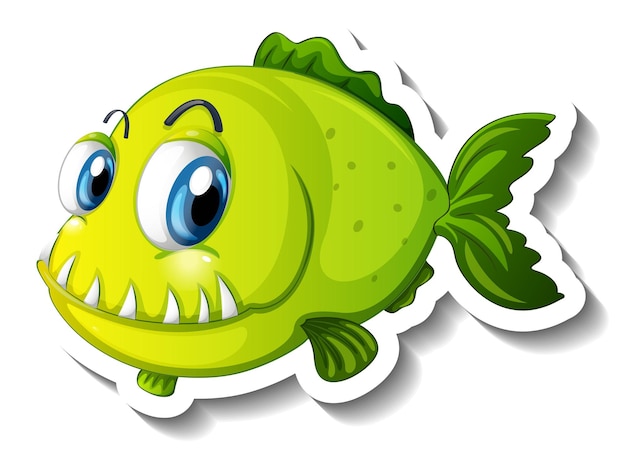 Free Vector sea animal cartoon sticker with cute fish