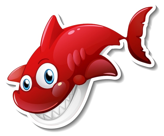 Sea Animal Cartoon Sticker with Funny Shark