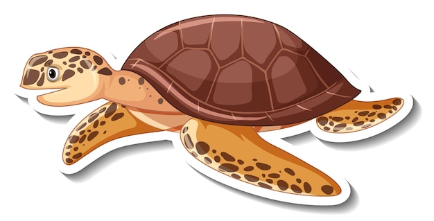 Free Vector sea animal cartoon sticker with turtle