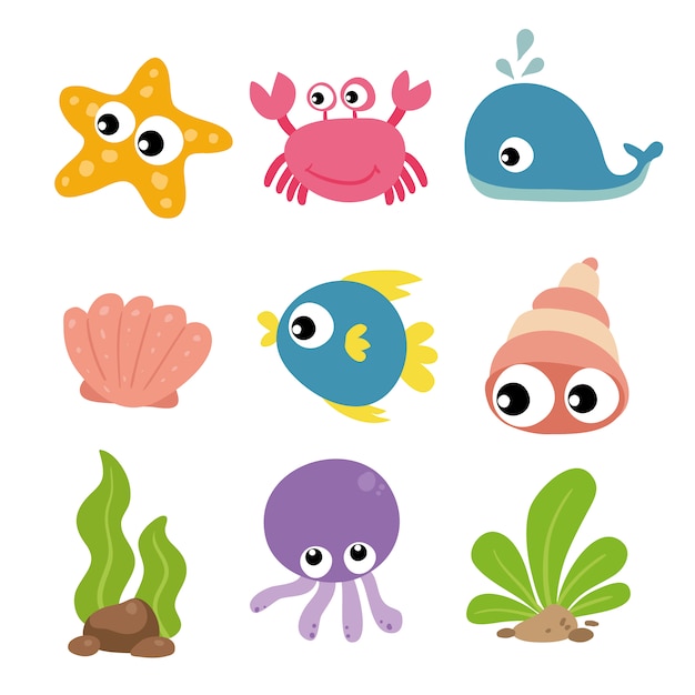 Sea animals collection