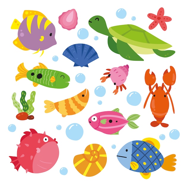 Sea animals collection