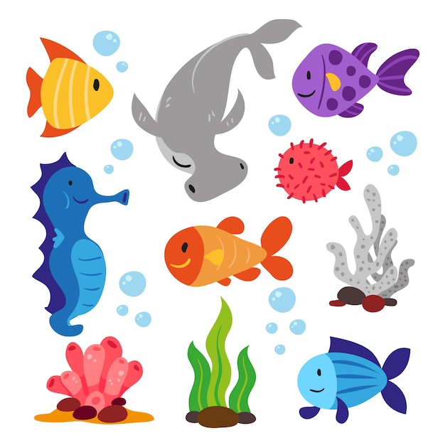 Sea animals collection