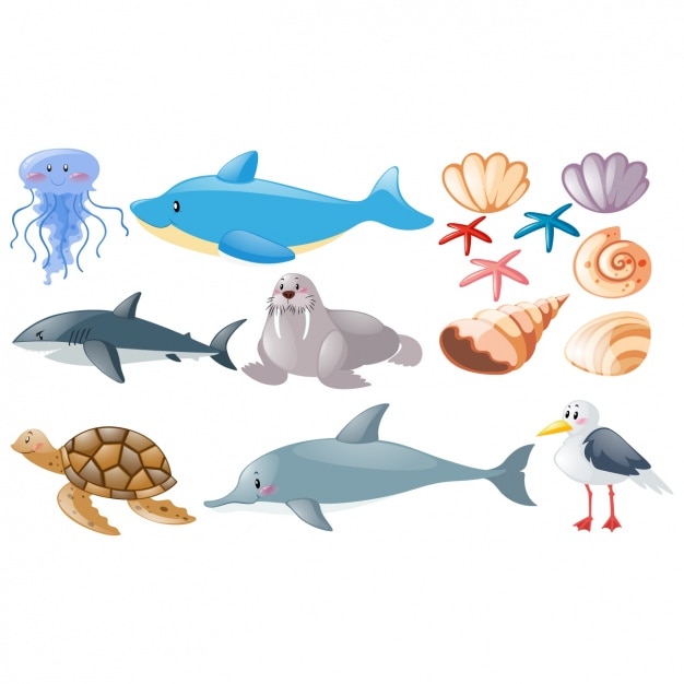 Free Vector sea animals collection