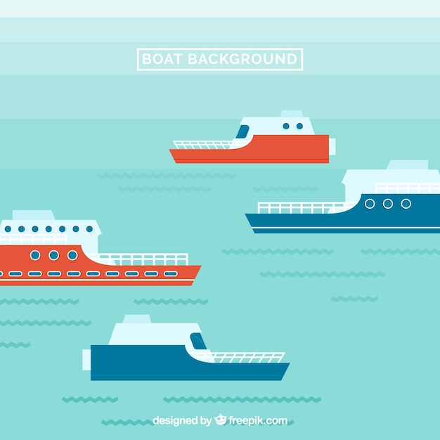 Free Vector sea background with ships in flat design