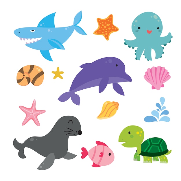 Sea life illustrations collection