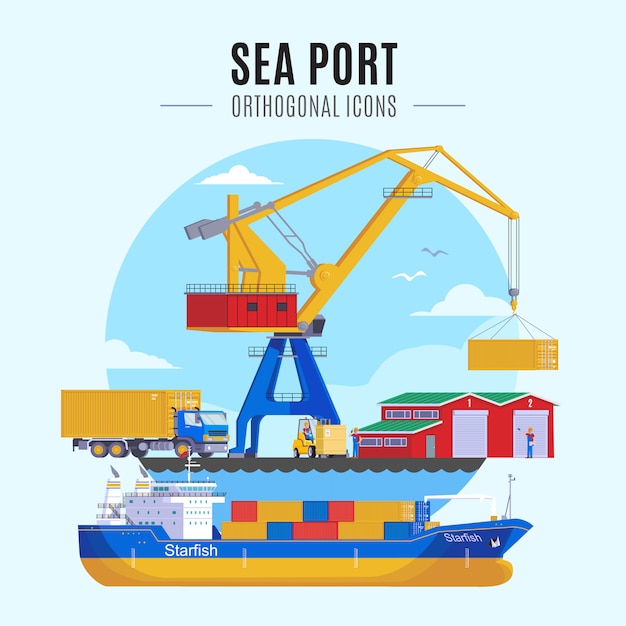 Free Vector sea port illustration