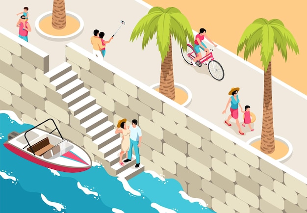 Free Vector sea vacation horizontal composition