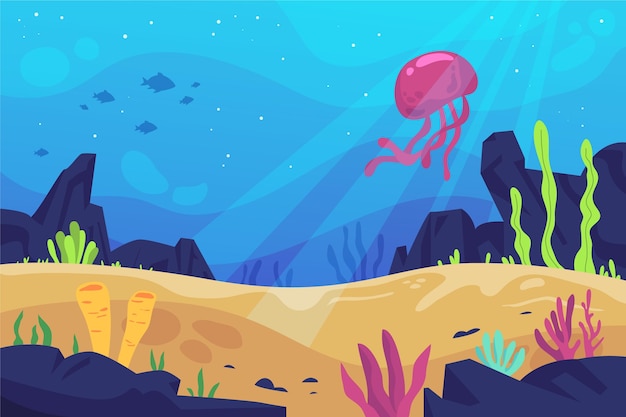 Free Vector under the sea wallpaper for video conferencing