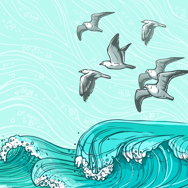 Sea waves illustration