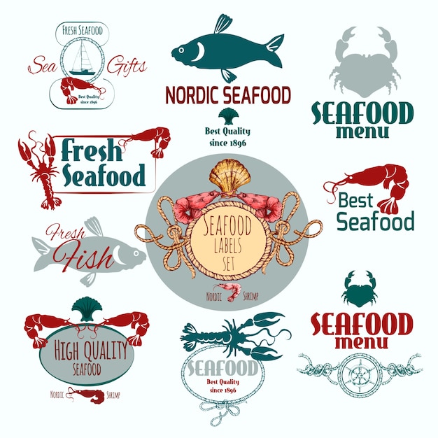 Seafood Label Set