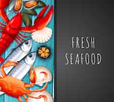 Free vector seafood on restaurant template