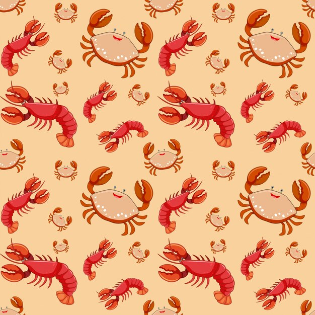 Seafood on seamless pattern